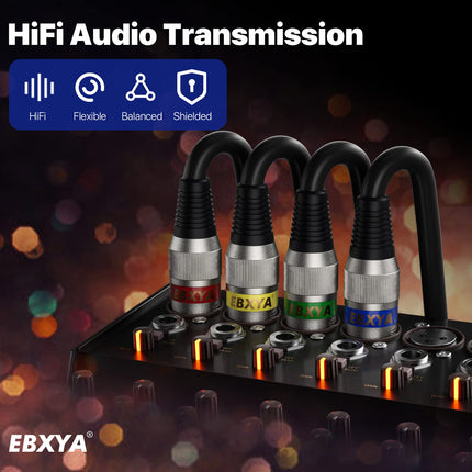 XLR Cable 20ft 4 Pack - Mic Cables Balanced DMX Cable Male to Female