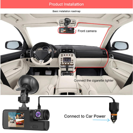 1080P Dual Dash Camera for Car Front and Inside Dashcam Car Security Video Recorder,170°Wide Angle Vehicle Cam,WDR,G-Sensor,Loop Recording,Night Vision (Dual Dash Cam Without Card)