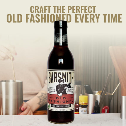 Barsmith Old Fashioned Mix - Classic Whiskey Drink Mixer w/Sweetness, Cherry, Citrus & Bitters - Premium Non-GMO Drink Mixer - Perfect for Bourbon Cocktails & Home Bars - 12.7 oz Bottle (Pack of 1)