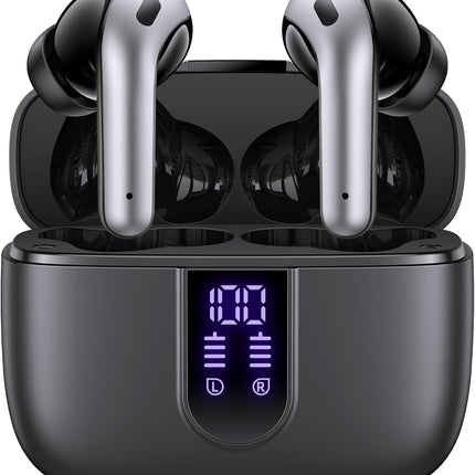 TAGRY Bluetooth Headphones True Wireless Earbuds 60H Playback LED Power Display Earphones with Wireless Charging Case IPX5 Waterproof in-Ear Ear buds with Mic for TV Smart Phone Laptop Computer Sports