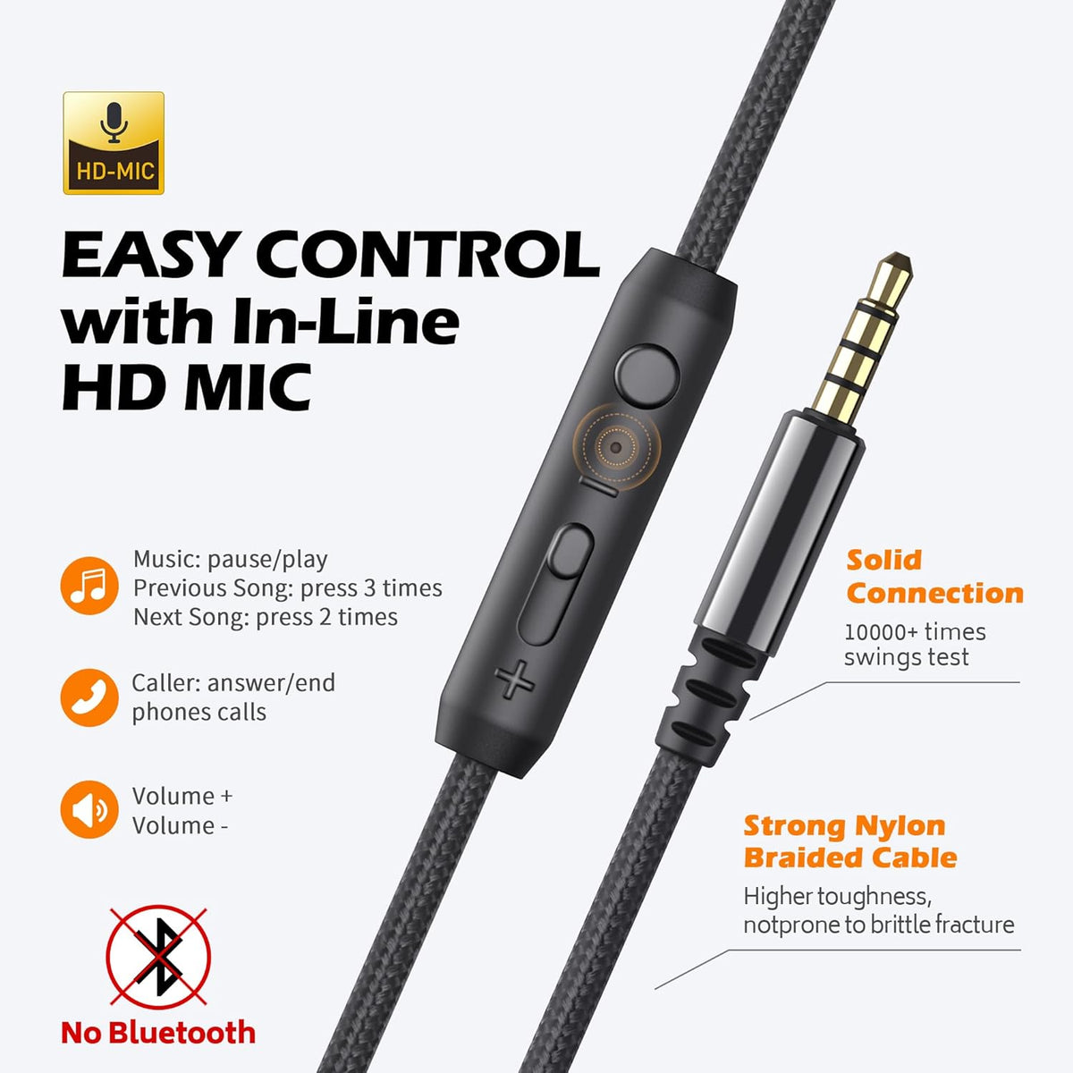 Wired On-Ear Headphones with Microphone and Volume Control - photo 4
