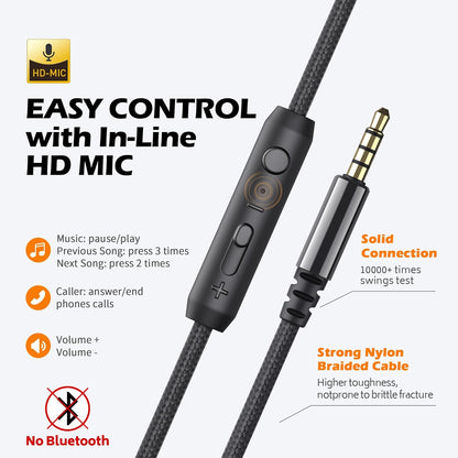 Wired On-Ear Headphones with Microphone and Volume Control - photo 4