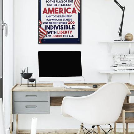 Pledge Of Allegiance Poster For Classroom Homeschool Wall Decorations Educational Classrooms United States American Decor Cool Wall Art Print Poster 12x18