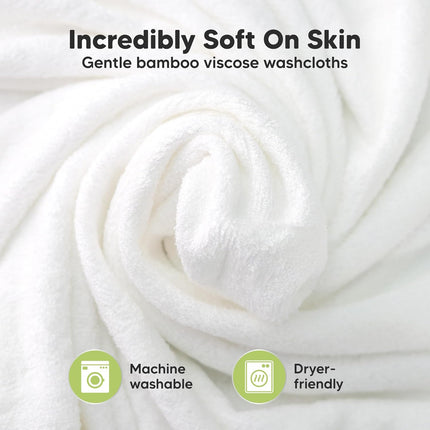 6-Pack Baby Washcloths – Soft Absorbent Viscose from Bamboo Washcloths for Face, Body, Baby Towels for Newborn, Kids, Toddlers, Infant, Gentle on Sensitive Skin, 10x10 Reusable Face Towels (White)
