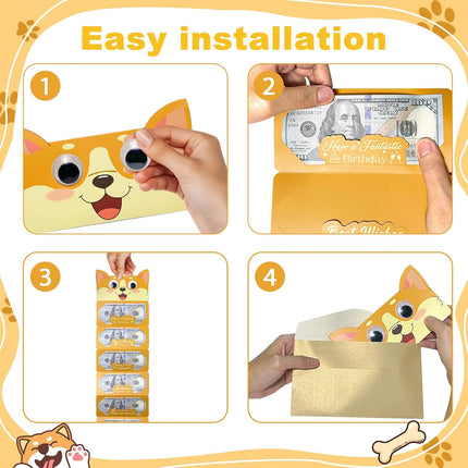 Happy Birthday Money Envelope for Cash,Birthday Card Money Holder with 6 Slots,Surprise Gift for Men Women Girls Boys,Money Gift Idea.(Corgi)