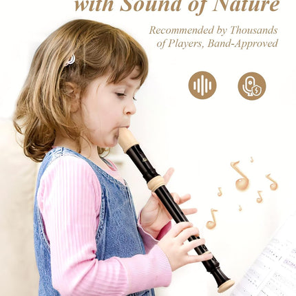 Eastar Soprano Recorder for Beginners Kids, Baroque style C Key Recorder Instrument ABS Classic 3 Piece with Cleaning Kit, Thumb Rest, Leather Bag, Fingering Chart, Brown, ERS-21BB