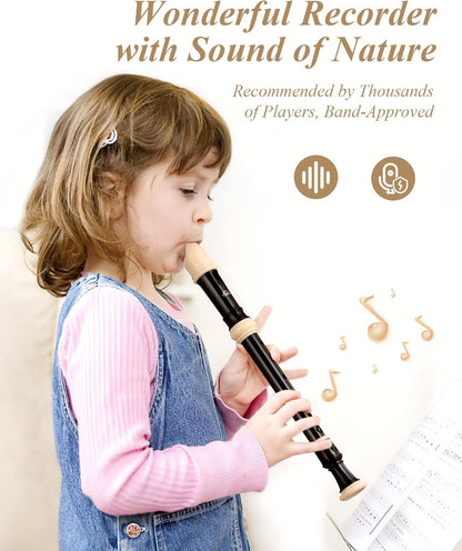 Soprano Recorder for Beginners and Kids, Baroque Style C Key, Brown ABS 3-Piece Set - photo 2