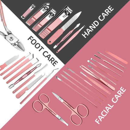 Manicure Set 30 in 1 Nail Clipper set, nail clippers, fingernail & toenail clippers, Manicure Tools, pedicure tools, Suitable for Travel Manicure Kit, Nail Set Kit With Everything