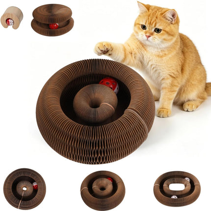 Kitty Kurls Cat Toy Magic Organ Cat Scratching Board, Durable Foldable & Reversible Infinity Style Interactive Kitty Kurlz Cat Scratcher for Indoor Cats Toy, Furniture Protector, Cats Accordion Toy