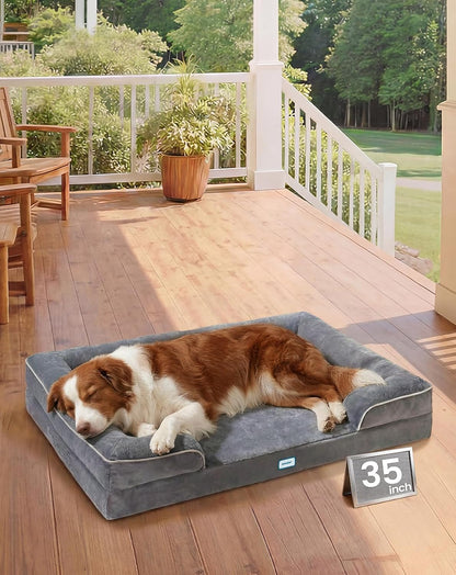 Orthopedic Dog Bed Couch and Cat Sofa for Large Pets, 35-Inch Gray