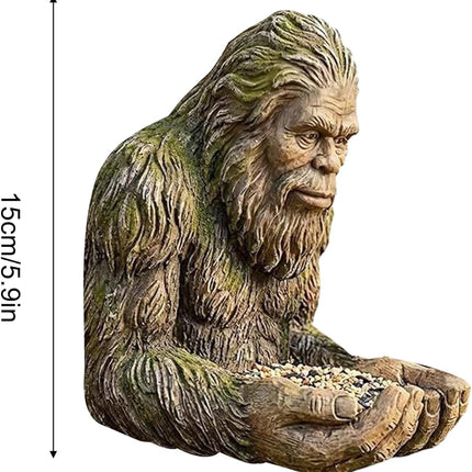 Bigfoot Bird Feeder, Garden Art Sculpture with Hidden Keyhole Hanger, Waterproof Outdoor Resin Statue for Tree/Wall Mount, Unique Wildlife Decor