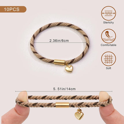 Hair Ties No Damage - 10 Pcs Hair Scrunchies for Women Girls, Hair Ties for Thick Hair & Thin Hair, Hair Scrunchies Bands Bracelets, Initial Hair Accessories for Women, Birthday Gift - Letter M