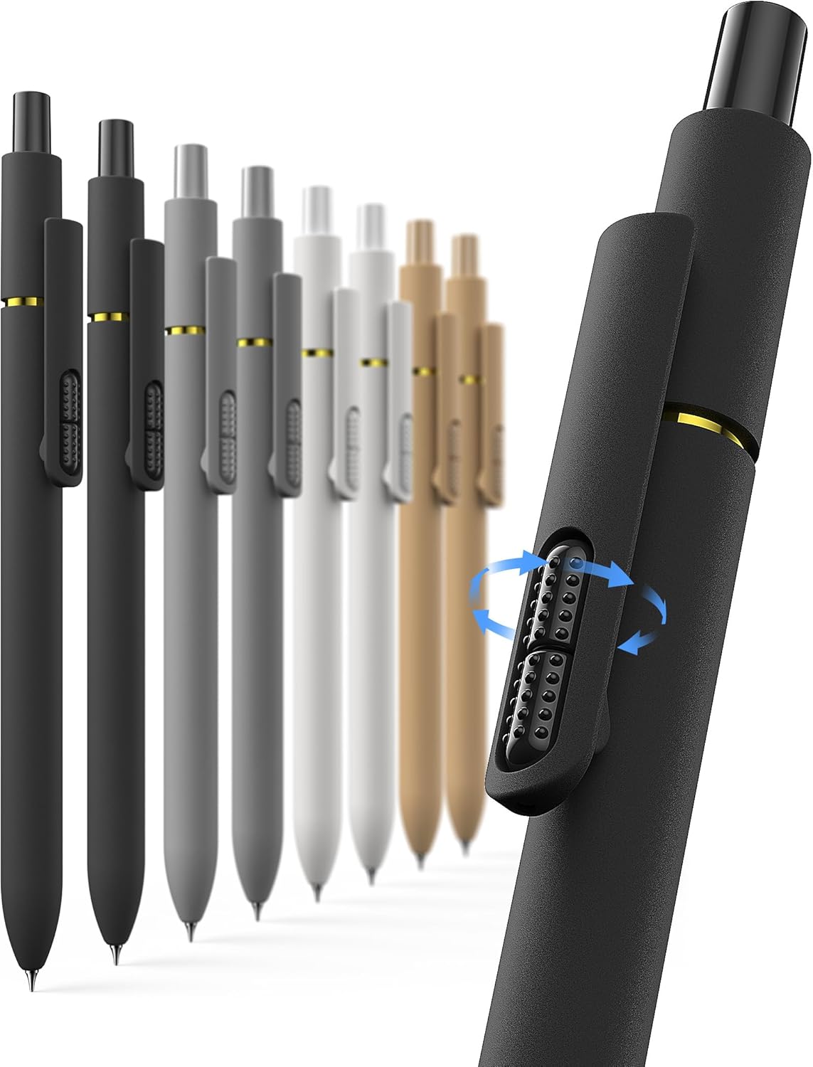 8-Piece 0.7mm Black Ink Gel Pen Set