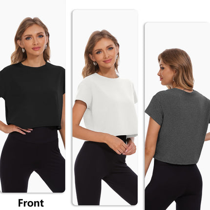 4/6 Pack Women's Crop Top Short Sleeve Athletic Workout Loose Fit