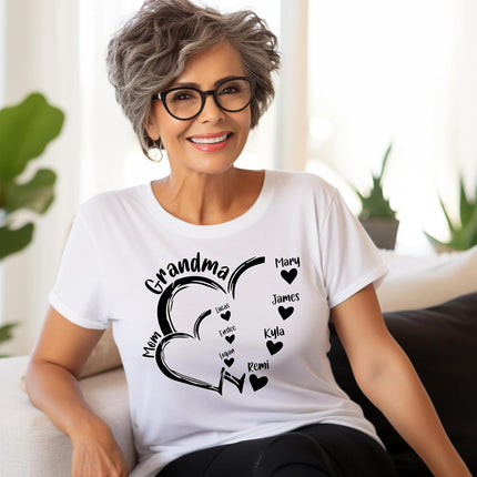 Personalized Grandma Shirt with Names Custom Mimi Shirts for Women with Grandkids Names Grandma Gifts for Mothers Day Multi
