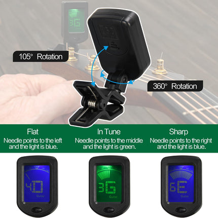 Guitar Capo Tuner Set, Including Capo, Tuner, Picks and Pick Holder, for Guitar Players and Beginners