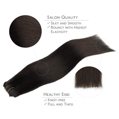 Clip in Hair Extensions Real Human Hair, 18 Inch 120g 7pcs Human Hair Extensions Clip Ins, Dark Brown - photo 4