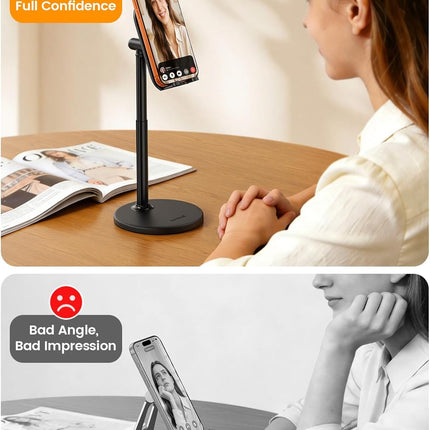 Lamicall Cell Phone Stand for Desk - [Height Angle] Adjustable Sturdy Desktop Phone Holder, Office Gift Accessories, PC Gaming Essentials for iPhone 17 16 15 14 13 Pro Max, iPad Tablet Switch, 4-10"