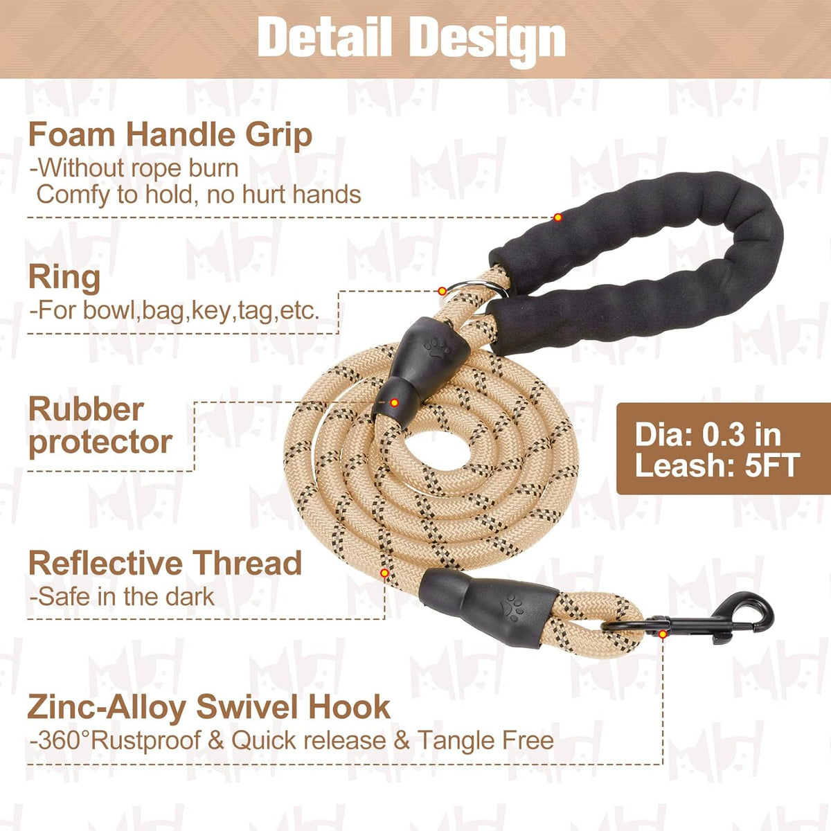 Beige Plaid Step-In Soft Mesh Dog Harness and Leash Set for Small Pets - photo 4