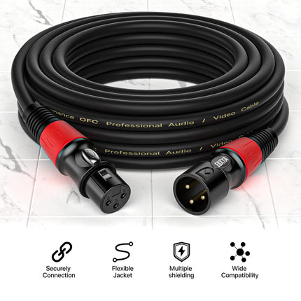 3ft XLR Cables 4-Pack - Male to Female Microphone Cable