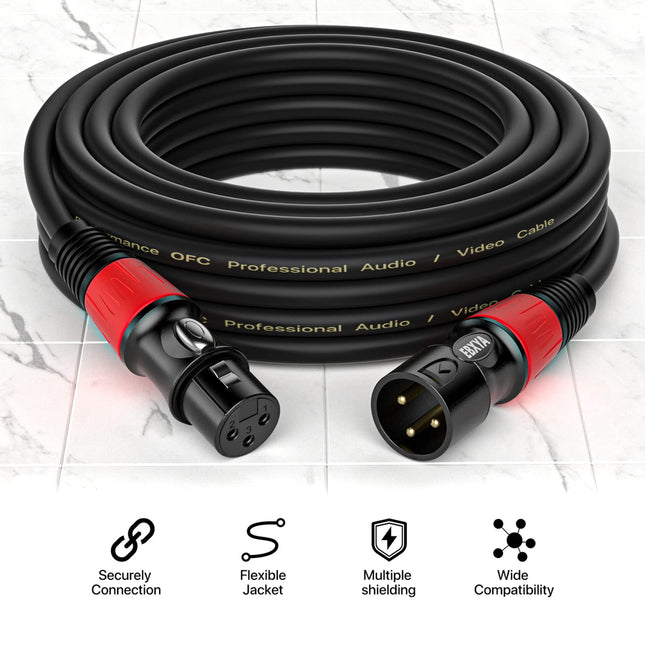 3ft XLR Cables 4-Pack - Male to Female Microphone Cable