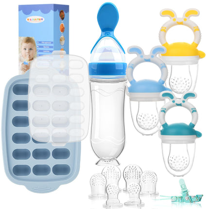 Baby Breastmilk Popsicle Molds & Baby Fruit Feeder (6 Pack), Infant Food Freezer Tray Storage Containers, Silicone Teething Pacifier Feeder and Teether for Babies,Babies Feeder