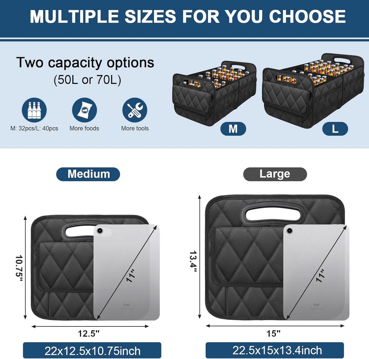 50L Waterproof Polyester Car Trunk Organizer in Black - photo 2