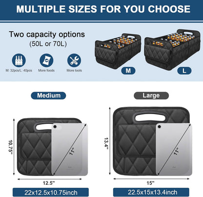 50L Waterproof Polyester Car Trunk Organizer in Black - photo 2