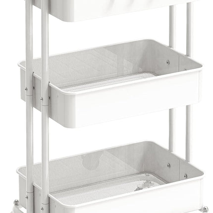 3-Tier Heavy Duty Metal Utility Rolling Cart, White