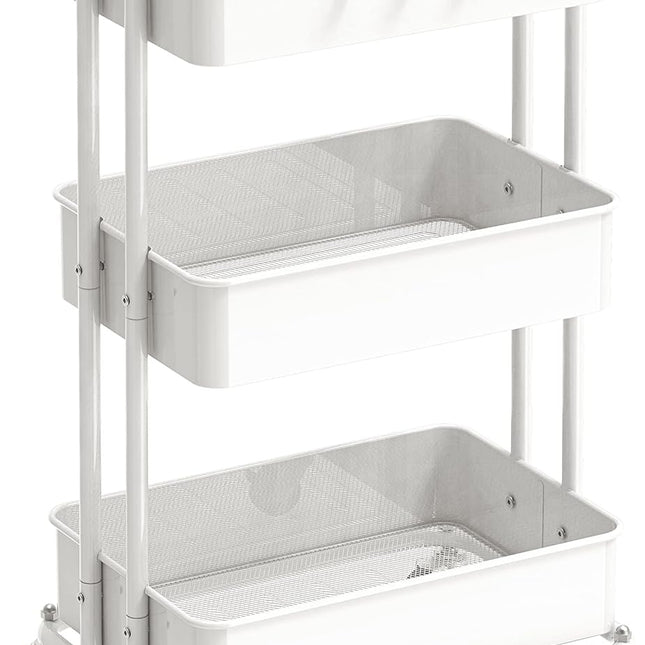 3-Tier Heavy Duty Metal Utility Rolling Cart, White