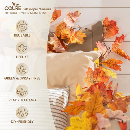 3 Pack Fall Leaves Garland, 17.7Ft Maple Leaf Fall Vines Autumn Garland for Thanksgiving Wedding Party Decor, Indoor Outdoor Farmhouse Home Decorations