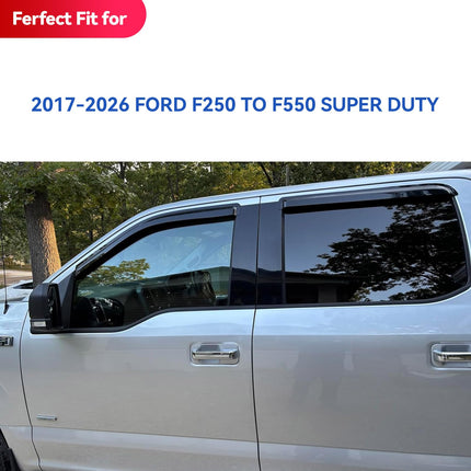 Window Visors Rain Guards for 2017-2026 Ford F250-F550 Super Duty Crew Cab