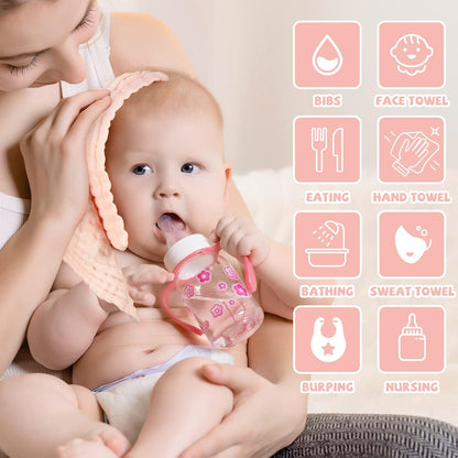 Baby Washcloths and Burp Cloths, Soft Absorbent Towels for Newborns, 6 Pack, 12x12 Inches, Pink - photo 5