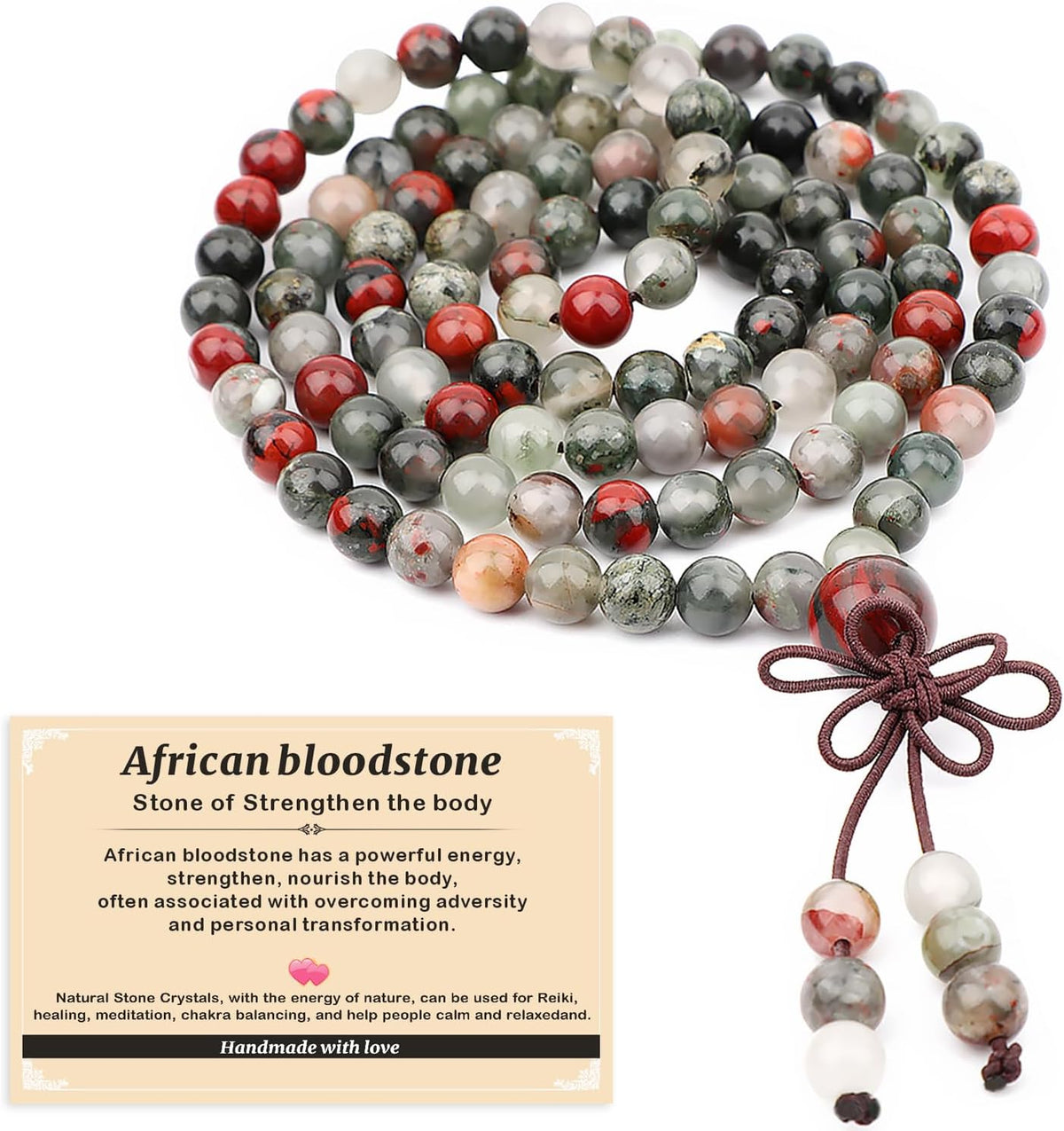 6mm 8mm 108 Prayer Mala Jasper Elastic Bracelet