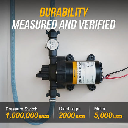 12V RV Water Pump, 4.0 GPM 45 PSI Diaphragm Pump, 12Volt Quiet Fresh Water Pump with Pressure Switch, Self Priming Pressure Pumps for RV Camper Boat Marine Food Truck
