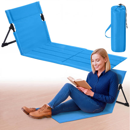 Foldable Floor Chair Lounge Mat with Backrest, Rose Pink, Regular, Solid