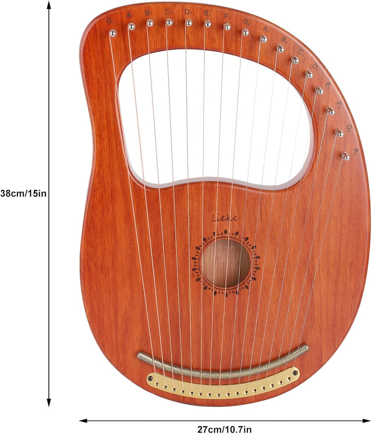 16-String Lyre Harp with Bag and Tuning Wrench - photo 3