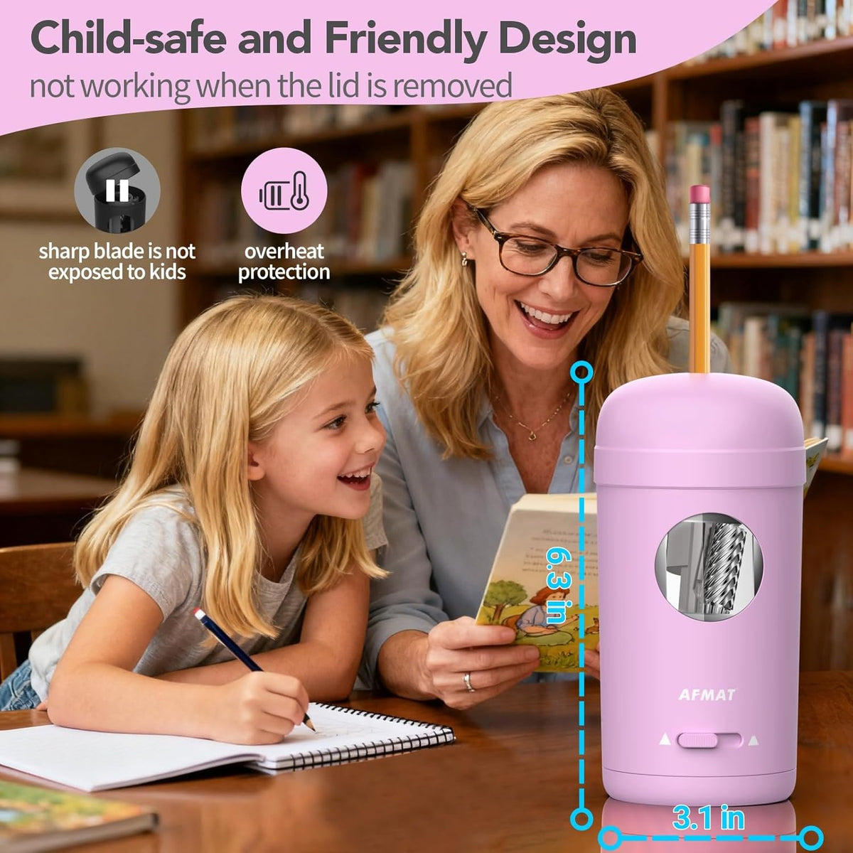 Purple Fully Automatic Electric Pencil Sharpener for 7-8mm Pencils - photo 5