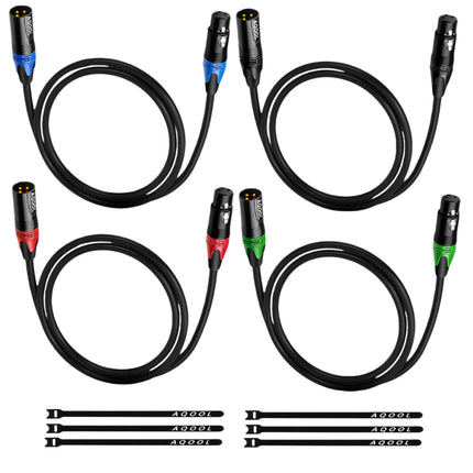 XLR Cables 25ft 4 Pack, Balanced Microphone Cable Gold-Plated 3 Pin