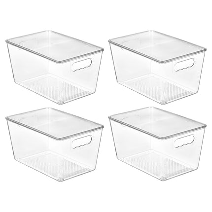 6 Pack Clear Stackable Storage Bins with Lids and Handles, Large