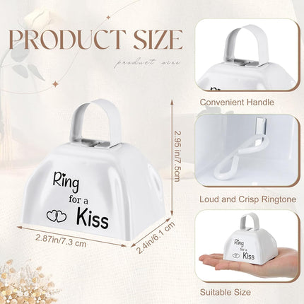 24 Set Wedding Cowbells Ring for a Kiss Party Bell Noise Makers Small Iron Kissing Bells for Sporting Events Wedding Reception Favor Goody Bag Supplies
