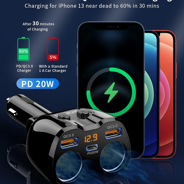 [2026 Upgraded] Cigarette Lighter Splitter, 180W 2-Socket Cigarette