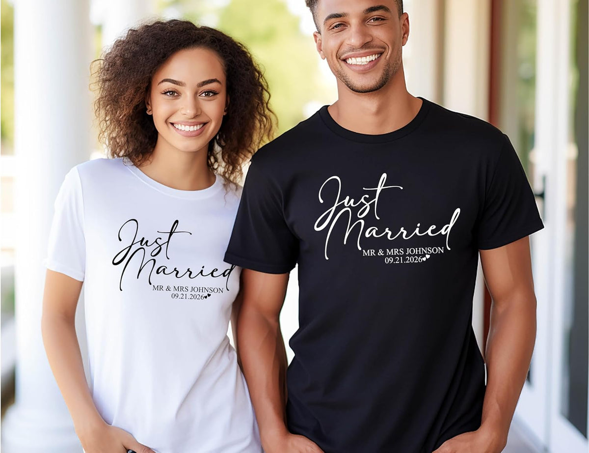 Personalized Just Married Matching Couples Shirts - photo 5
