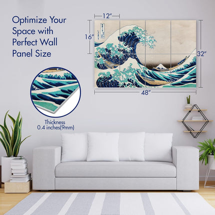 PINWELIFE® Wall Art Acoustic Panels, Sound Proof Absorbing Panels for Home/Office, Decorative Absorbing Dampening, Noise and Echo Cancelling (48"x32", Ukiyo-e_The Great Wave)