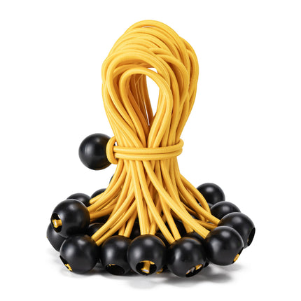 Paquete de 30 cuerdas elásticas con bola, cuerdas bungie resistentes (6", negro/blanco)