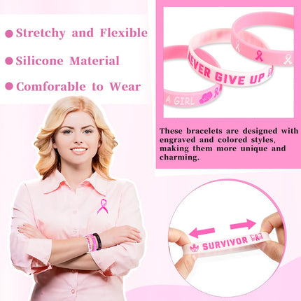 42pcs Breast Cancer Awareness Accessories Silicone Bracelets