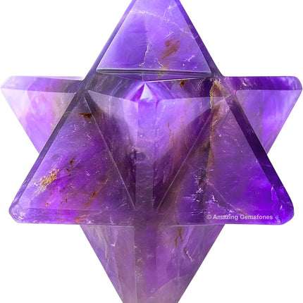 Amazing Gemstone Amethyst Merkaba Crystal - 0.75 Inches Metaphysical Merkaba Star for Meditation - Energetic Tetrahedron Crystal and Healing Stones for Spiritual Growth and Healing (15-20mm)