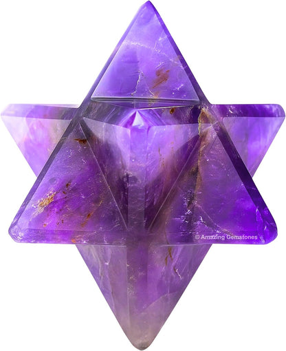Amethyst Merkaba Crystal - 0.75 Inches Metaphysical Merkaba Star for Meditation - Energetic Tetrahedron - photo 2