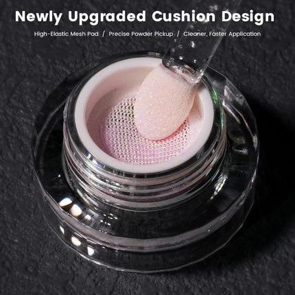 Yokefellow GleamTap Cushion Aurora Chrome Nail Powder -Mermaid Aurora Effect,Nail Art Glitter Decoration for Home DIY Salon Manicure (GT115 Ethereal/Pink Lilac with Gold Sheen)