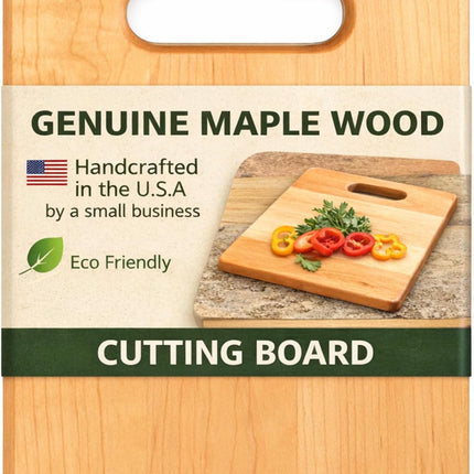 Handcrafted Maple Wood Cutting Board with Built-In Handle – Premium U.S.A. Made, Multiple Sizes – Thick Solid Maple, Chopping Block Perfect for Kitchen Prep or Personalized Engraved Gifts (Small)